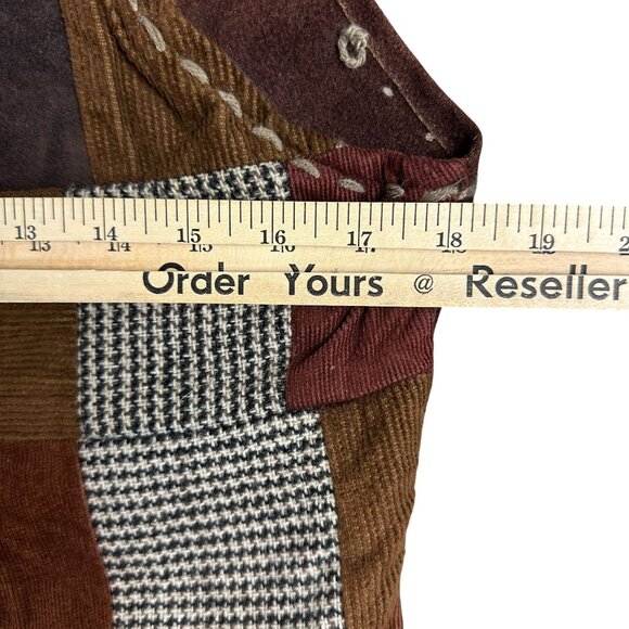 Vintage Joujou Patchwork Vest M Navajo Heritage Leather Wool Blend - Picture 8 of 8